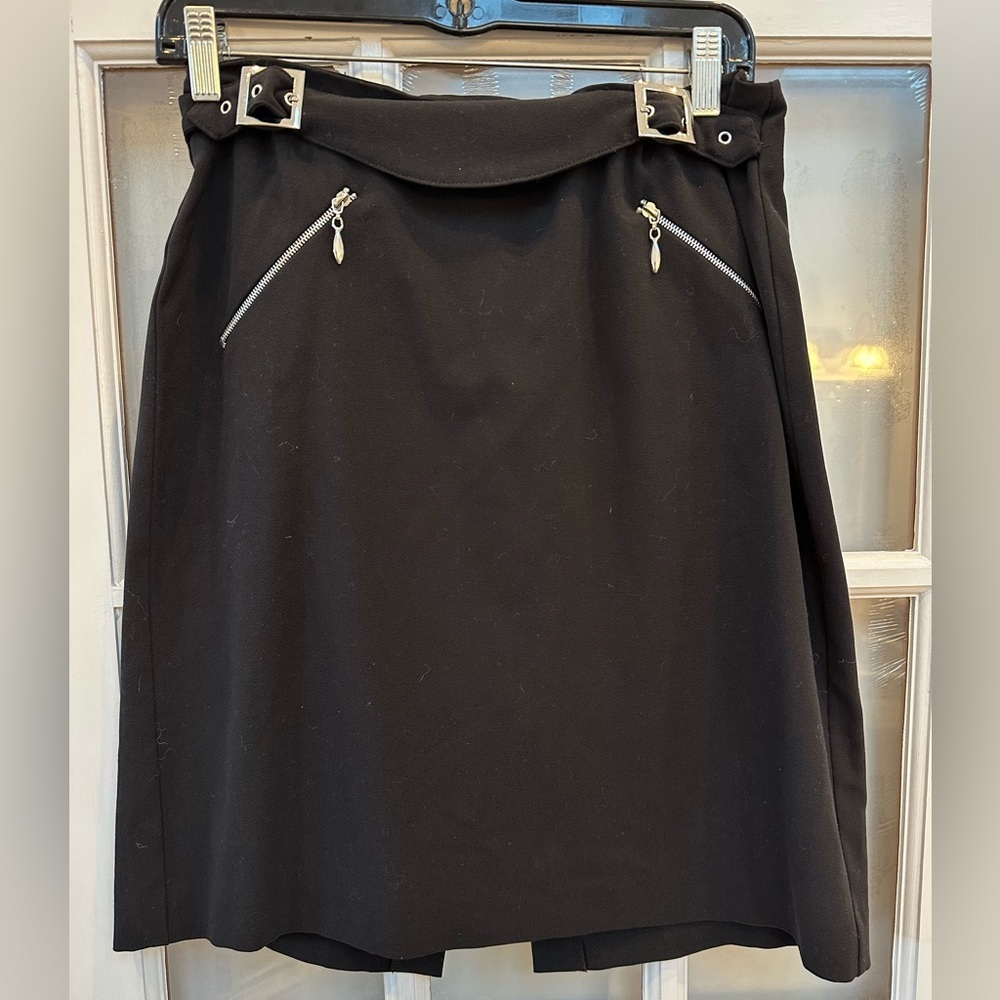 Vintage Cache Y2K Chic Career Party Black Skirt Belt With Buckle Accents Size 8